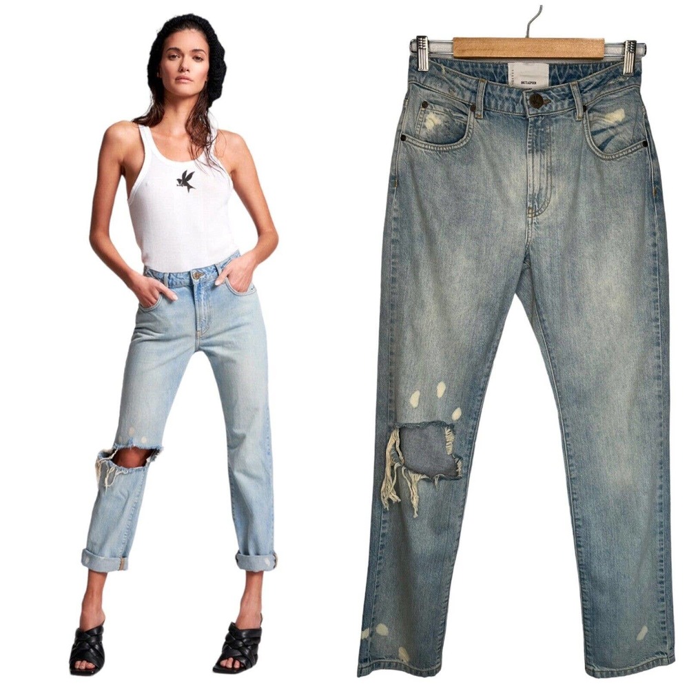 New One Teaspoon Awesome Baggies Distressed Light Wash Jeans Kansas Blue 26